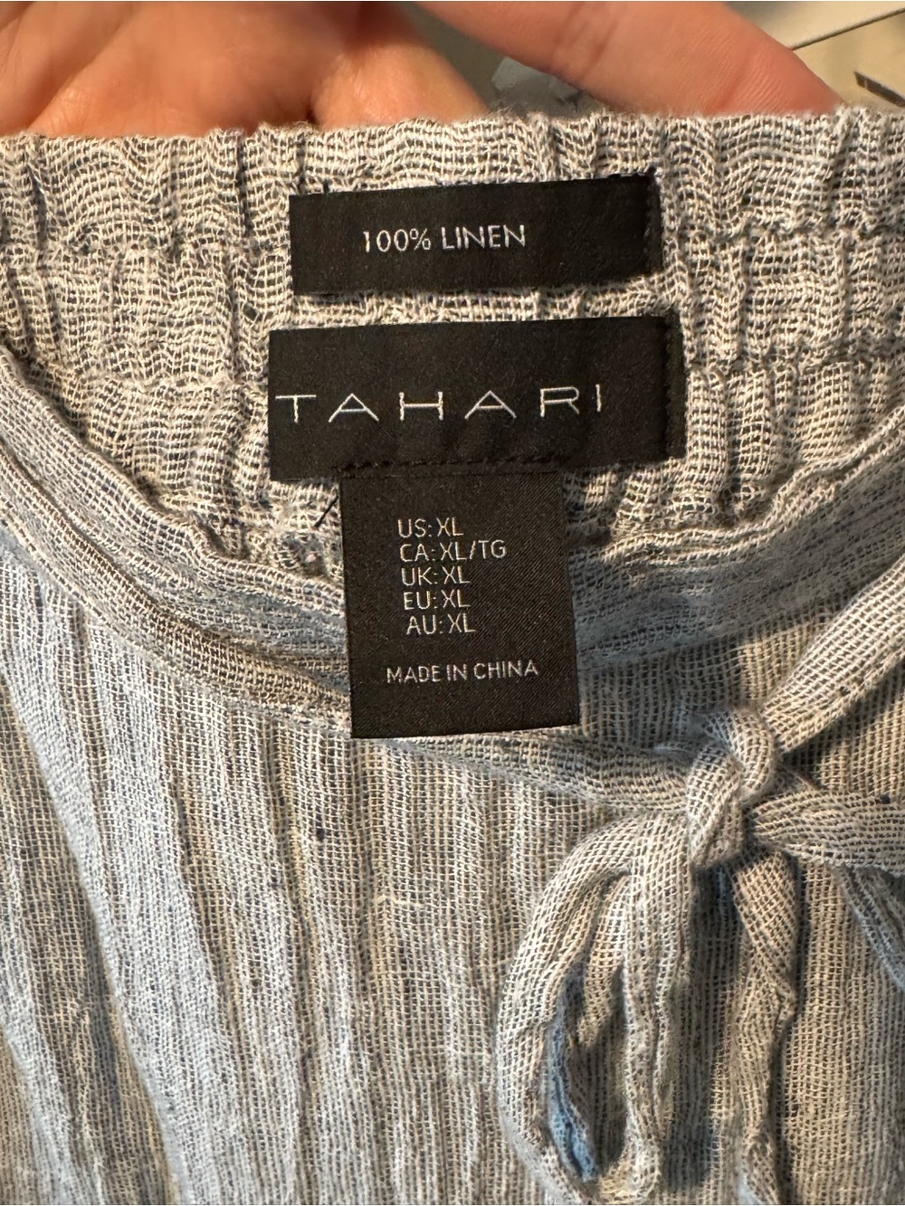 Tahari Light Gray Linen-Blend Midi Skirt with Side Buttons - Picture 6 of 7